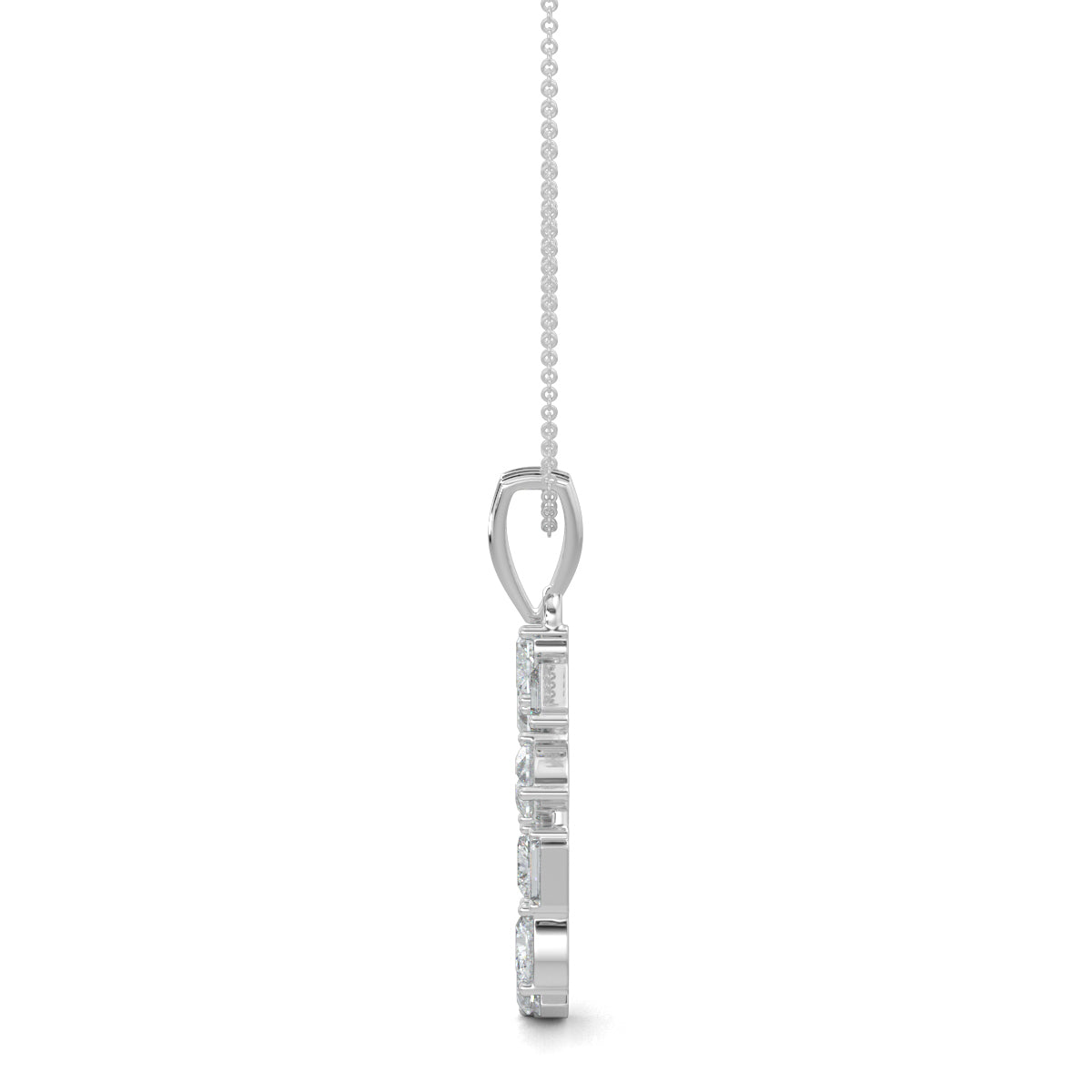 White Gold, Diamond Pendants, natural diamond pendant, lab-grown diamond pendant, circular pendant, heart diamond, baguette diamonds, Forever Yours Collection, Radiant Rhythm Pendant, elegant jewelry, sophisticated necklace, casual pendant