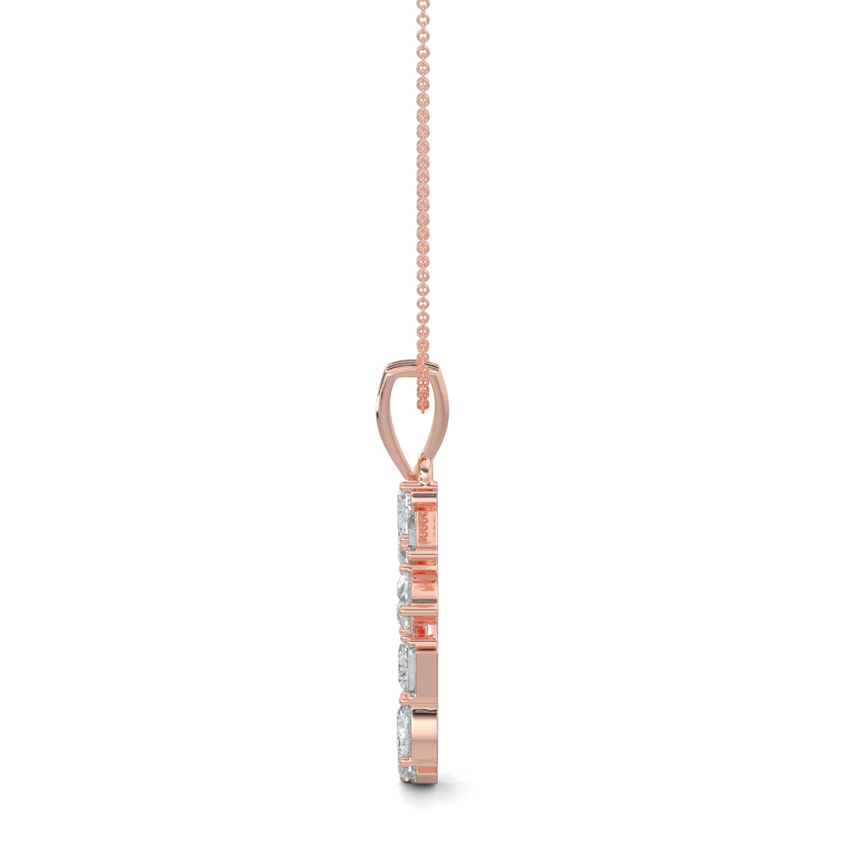 Rose Gold, Diamond Pendants, natural diamond pendant, lab-grown diamond pendant, circular pendant, heart diamond, baguette diamonds, Forever Yours Collection, Radiant Rhythm Pendant, elegant jewelry, sophisticated necklace, casual pendant