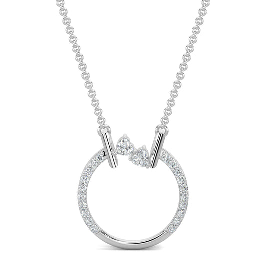White Gold, Diamond Pendants, natural diamond pendant, lab-grown diamond pendant, Whispering Hearts Pendant, Forever Yours Collection, Circular Pendant, Heart-Shaped Diamonds, Casual Jewelry, Romantic Pendant, Elegant Necklace, Diamond Accents