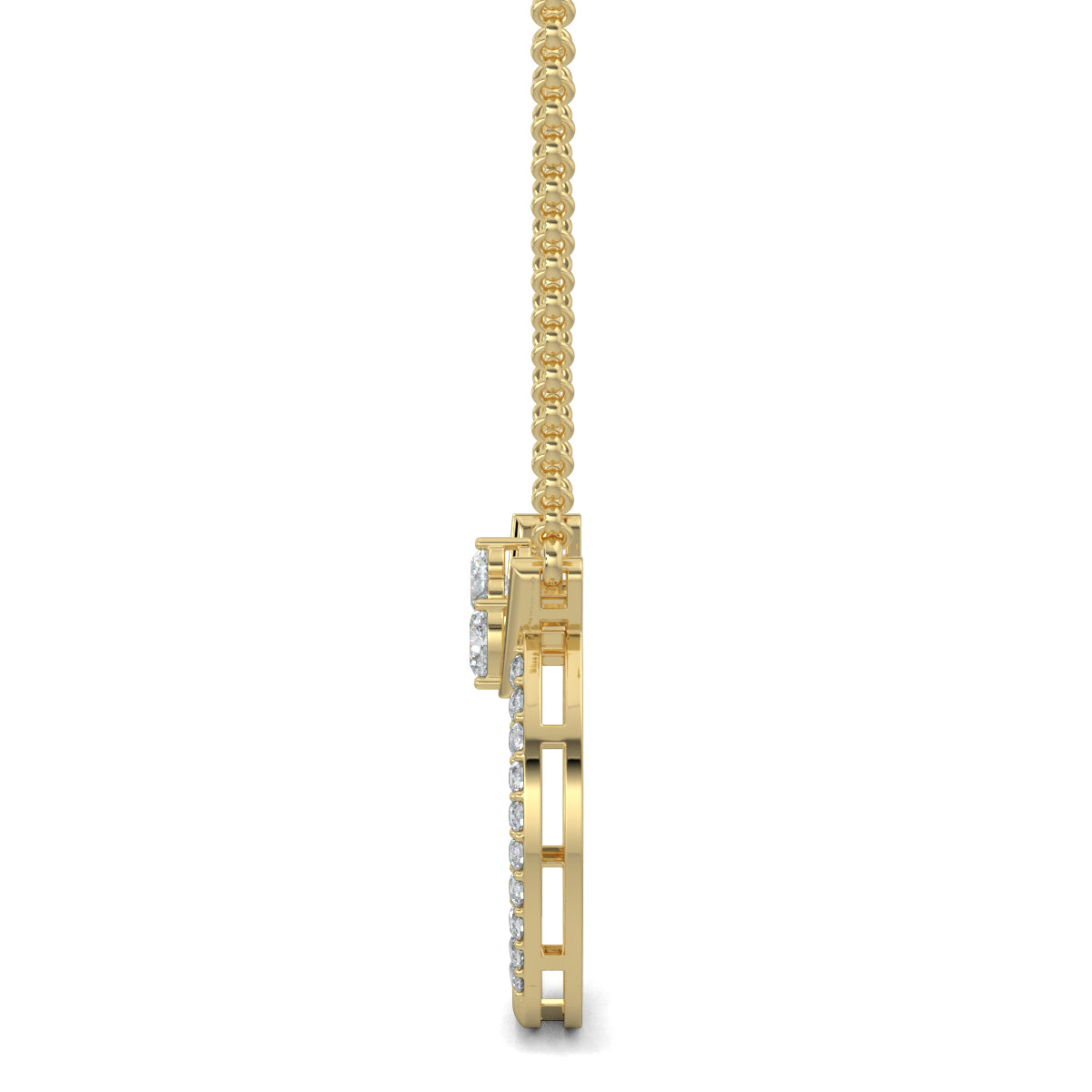 Yellow Gold, Diamond Pendants, natural diamond pendant, lab-grown diamond pendant, Whispering Hearts Pendant, Forever Yours Collection, Circular Pendant, Heart-Shaped Diamonds, Casual Jewelry, Romantic Pendant, Elegant Necklace, Diamond Accents