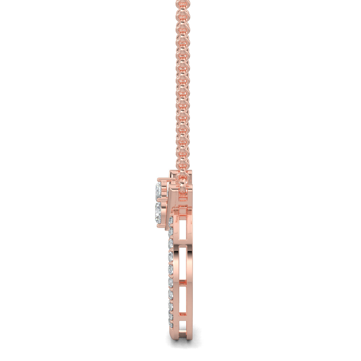 Rose Gold, Diamond Pendants, natural diamond pendant, lab-grown diamond pendant, Whispering Hearts Pendant, Forever Yours Collection, Circular Pendant, Heart-Shaped Diamonds, Casual Jewelry, Romantic Pendant, Elegant Necklace, Diamond Accents