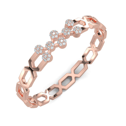 Rose Gold, Diamond Bracelet, Natural diamond bracelet, Lab-grown diamond bracelet, Sparkling Diamond Bracelet, Round Diamond Dots Bracelet, Jali Pattern Bracelet, Elegant Diamond Jewelry, Traditional Kada Bracelet