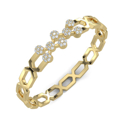 Yellow Gold, Diamond Bracelet, Natural diamond bracelet, Lab-grown diamond bracelet, Sparkling Diamond Bracelet, Round Diamond Dots Bracelet, Jali Pattern Bracelet, Elegant Diamond Jewelry, Traditional Kada Bracelet