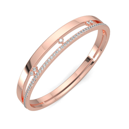 Rose Gold, Diamond Bracelets, Natural Diamonds, Labgrown DIamonds, modern diamond bracelet, kada bracelet, contemporary jewelry, luxury bracelet, elegant design, scattered diamonds