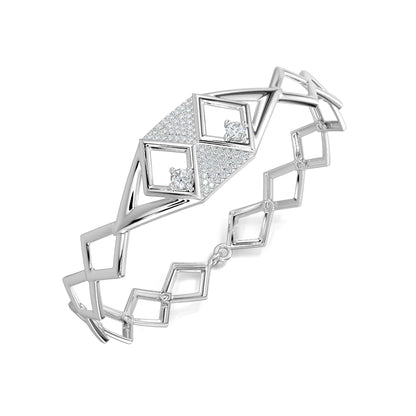 White Gold, Diamond Bracelet, Natural diamond bracelet, Lab-grown diamond bracelet, Oval diamond bracelet, Enigma bracelet, hexagonal motif, chain band bracelet, kite-shaped diamonds, round diamonds, luxury jewelry, elegant bracelet