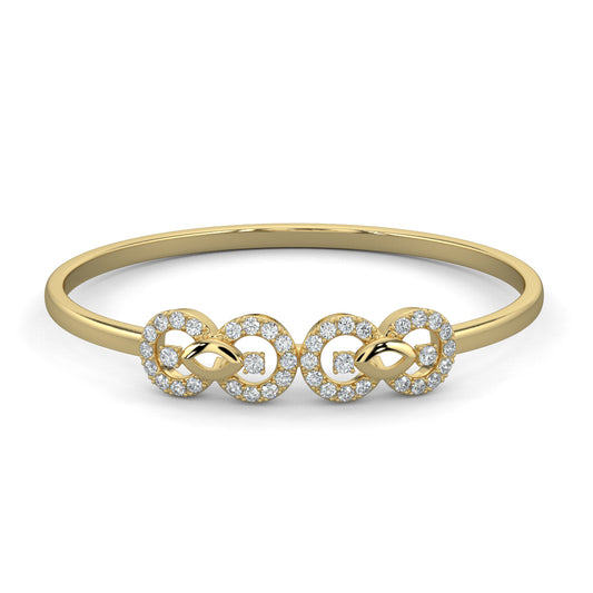 Yellow Gold, Diamond Bracelet, Natural diamond bracelet, Lab-grown diamond bracelet, glimmer duo circle bracelet, interconnected circles, polished metal band, elegant bracelet, sophisticated jewelry