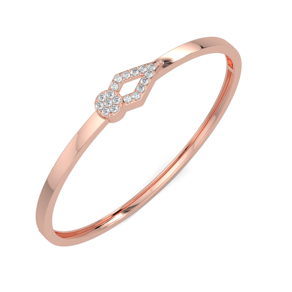 Rose Gold, Diamond Bracelet, Natural diamond bracelet, Lab-grown diamond bracelet, Crest Oval Diamond Bracelet, oval bracelet, diamond crest motif, luxury jewelry, diamond bracelet for women