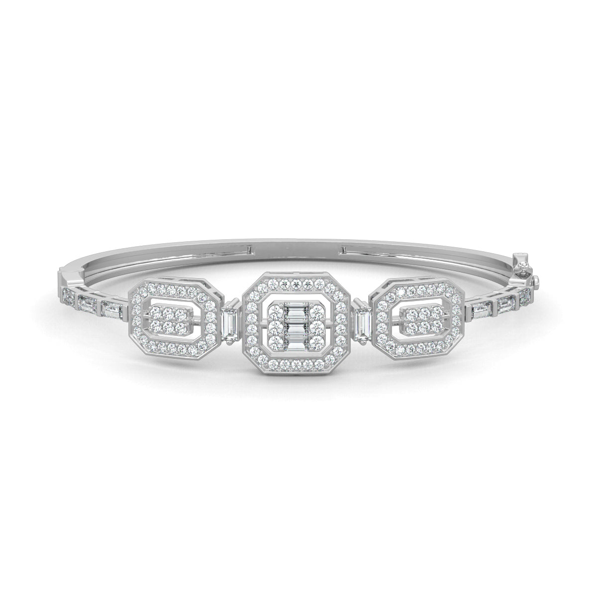 White Gold, Diamond Bracelet, Elysian Emerald Bracelet, Natural Diamonds, Lab-grown Diamonds, Pave Setting, Baguette Diamonds, Metal Accents, Jewelry, Fashion, Accessories