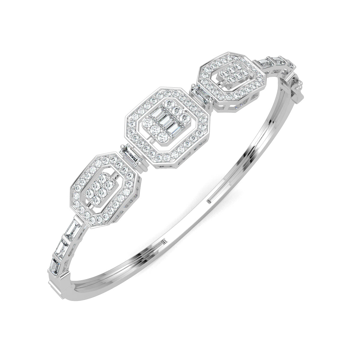 White Gold, Diamond Bracelet, Elysian Emerald Bracelet, Natural Diamonds, Lab-grown Diamonds, Pave Setting, Baguette Diamonds, Metal Accents, Jewelry, Fashion, Accessories