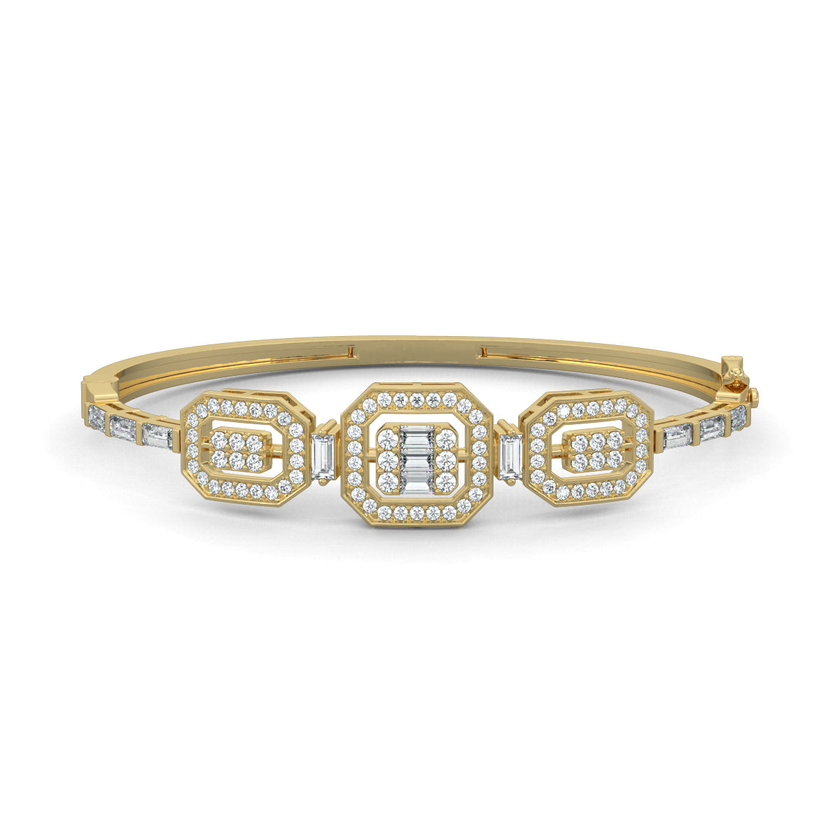 Yellow Gold, Diamond Bracelet, Elysian Emerald Bracelet, Natural Diamonds, Lab-grown Diamonds, Pave Setting, Baguette Diamonds, Metal Accents, Jewelry, Fashion, Accessories