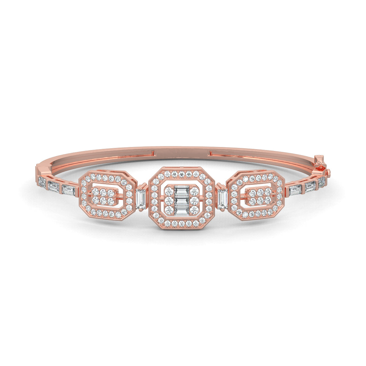 Rose Gold, Diamond Bracelet, Elysian Emerald Bracelet, Natural Diamonds, Lab-grown Diamonds, Pave Setting, Baguette Diamonds, Metal Accents, Jewelry, Fashion, Accessories