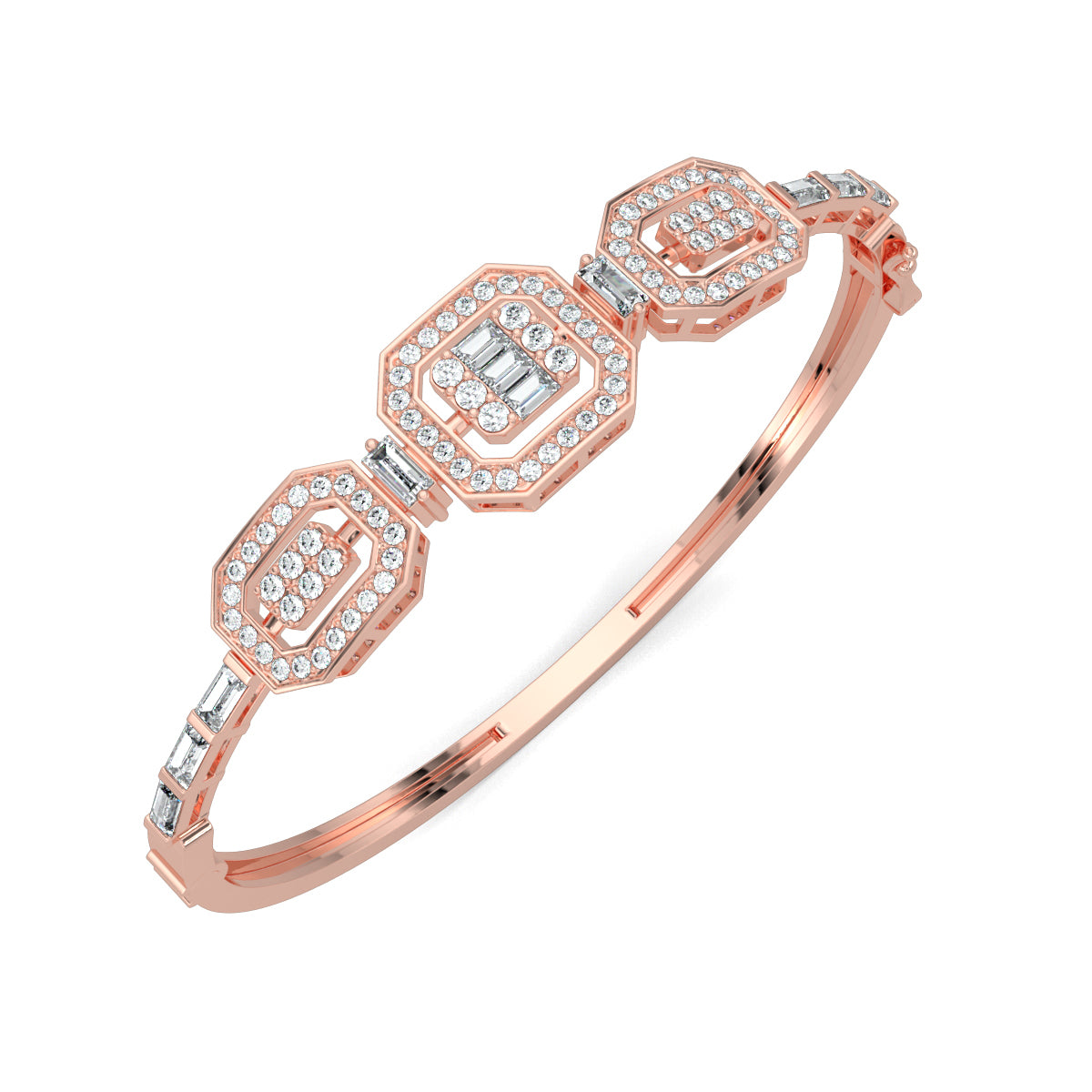 Rose Gold, Diamond Bracelet, Elysian Emerald Bracelet, Natural Diamonds, Lab-grown Diamonds, Pave Setting, Baguette Diamonds, Metal Accents, Jewelry, Fashion, Accessories