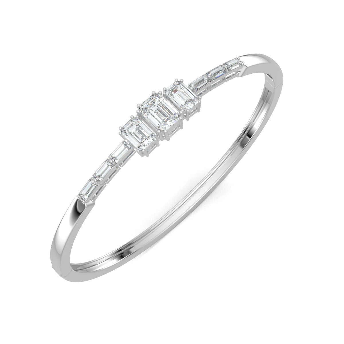 White Gold, Diamond Bracelet, natural diamonds, lab-grown diamonds, oval bracelet, emerald diamond, baguette diamonds, opulent jewelry, luxury bracelet