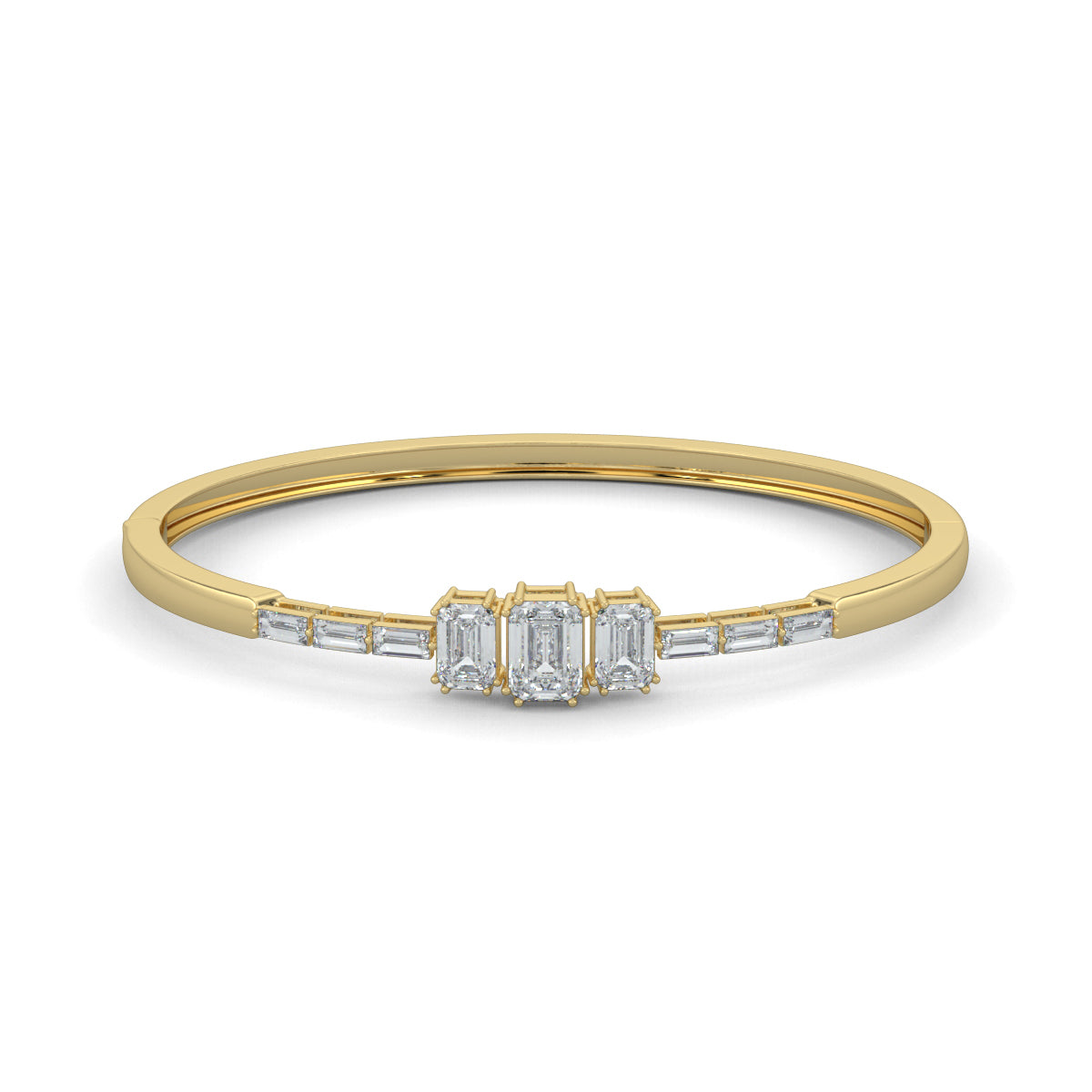 Yellow Gold, Diamond Bracelet, natural diamonds, lab-grown diamonds, oval bracelet, emerald diamond, baguette diamonds, opulent jewelry, luxury bracelet