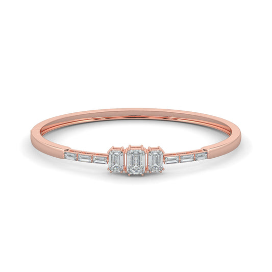 Rose Gold, Diamond Bracelet, natural diamonds, lab-grown diamonds, oval bracelet, emerald diamond, baguette diamonds, opulent jewelry, luxury bracelet