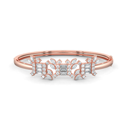 Rose Gold, Diamond Bracelet, Natural diamond bracelet, Lab-grown diamond bracelet, luxury baguette diamond bracelet, oval diamond bracelet, rectangle diamond design, marquise diamond accents, elegant diamond jewelry