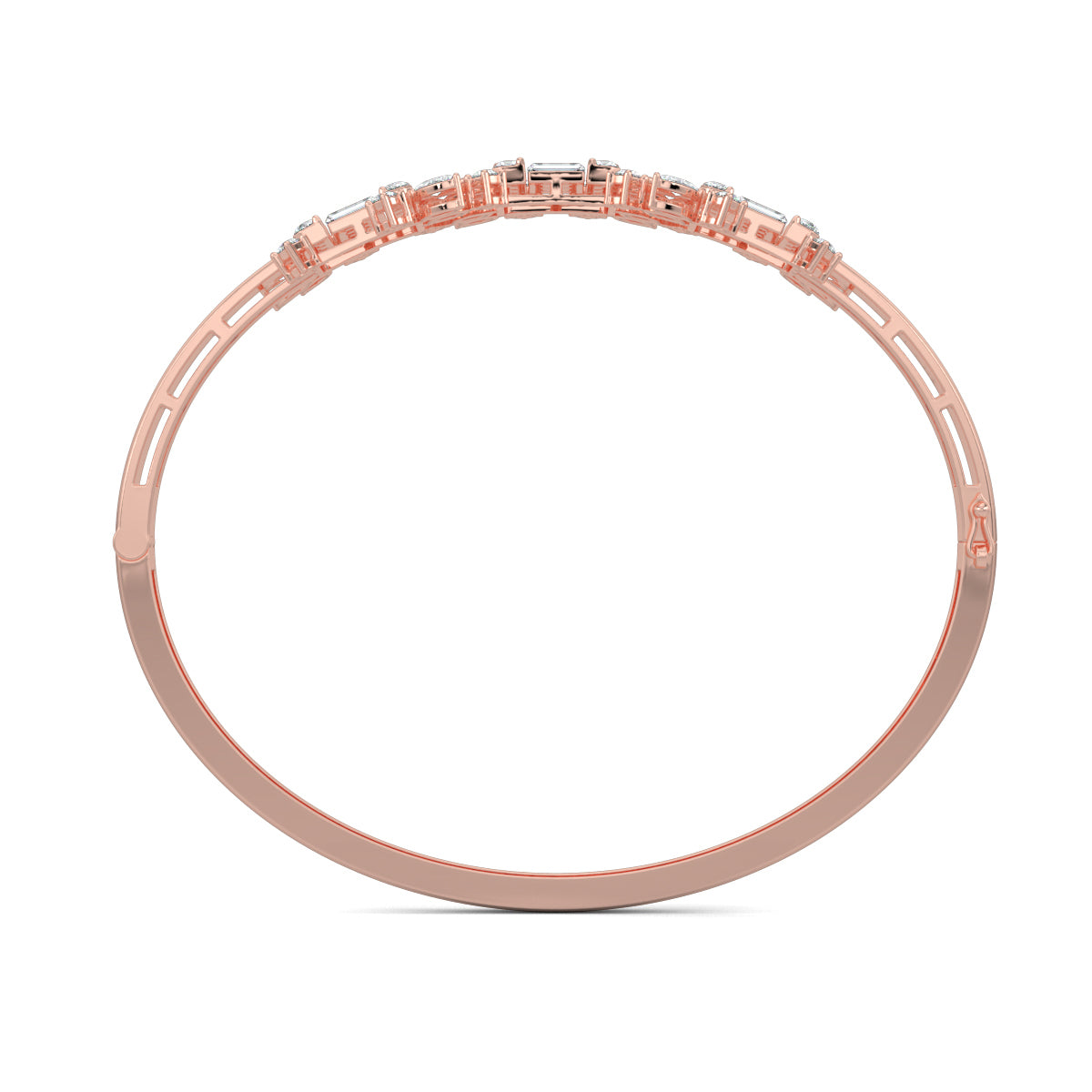 Rose Gold, Diamond Bracelet, Natural diamond bracelet, Lab-grown diamond bracelet, luxury baguette diamond bracelet, oval diamond bracelet, rectangle diamond design, marquise diamond accents, elegant diamond jewelry