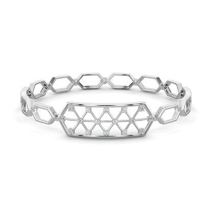 White Gold, Diamond Bracelet, Crystalline Hex Bracelet, Natural diamonds, lab-grown diamonds, hexagonal bracelet, six-sided links, diamond chain bracelet, luxury bracelet