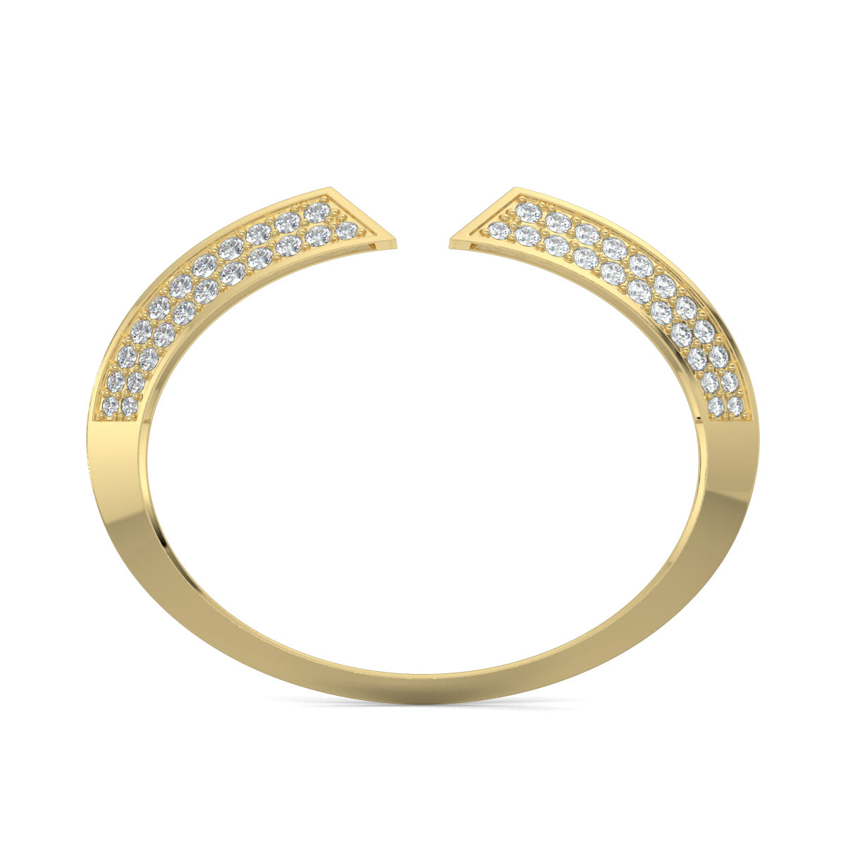 Yellow Gold, Diamond Bracelets, Natural Diamonds, Lab-Grown Diamonds, diamond cuff bracelet, 3D triangular ends, round diamonds, luxury jewelry