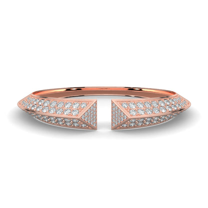 Rose Gold, Diamond Bracelets, Natural Diamonds, Lab-Grown Diamonds, diamond cuff bracelet, 3D triangular ends, round diamonds, luxury jewelry