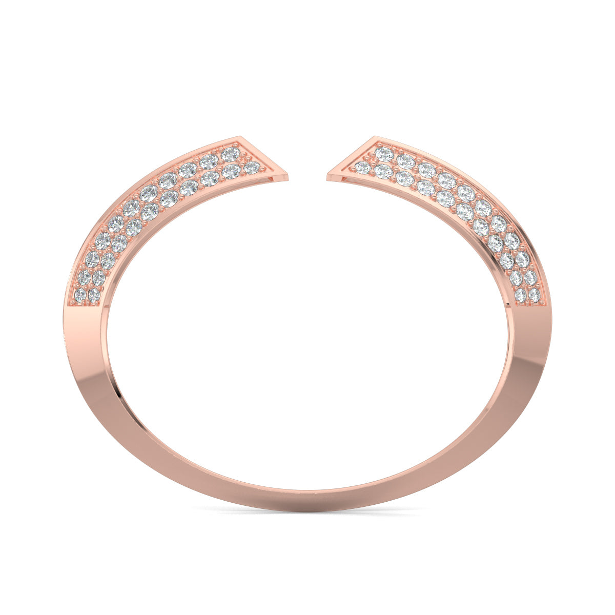 Rose Gold, Diamond Bracelets, Natural Diamonds, Lab-Grown Diamonds, diamond cuff bracelet, 3D triangular ends, round diamonds, luxury jewelry