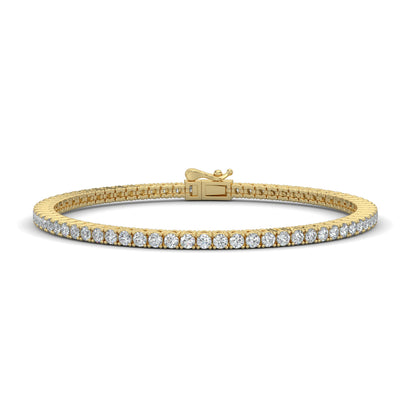Yellow Gold, Diamond Bracelet, Natural diamond bracelet, Lab-grown diamond bracelet, 3-Pointer Tennis Bracelet, tennis bracelet, prong setting, jewelry