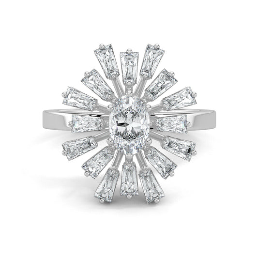 White Gold, Diamond Ring, Luminary Luster Diamond Ring, Natural Diamond Ring, Lab-Grown Diamond Ring, Oval Diamond Ring, Baguette Diamond Ring, Everyday Wear Ring, Sustainable Diamond Ring