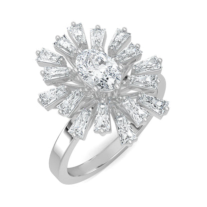 White Gold, Diamond Ring, Luminary Luster Diamond Ring, Natural Diamond Ring, Lab-Grown Diamond Ring, Oval Diamond Ring, Baguette Diamond Ring, Everyday Wear Ring, Sustainable Diamond Ring