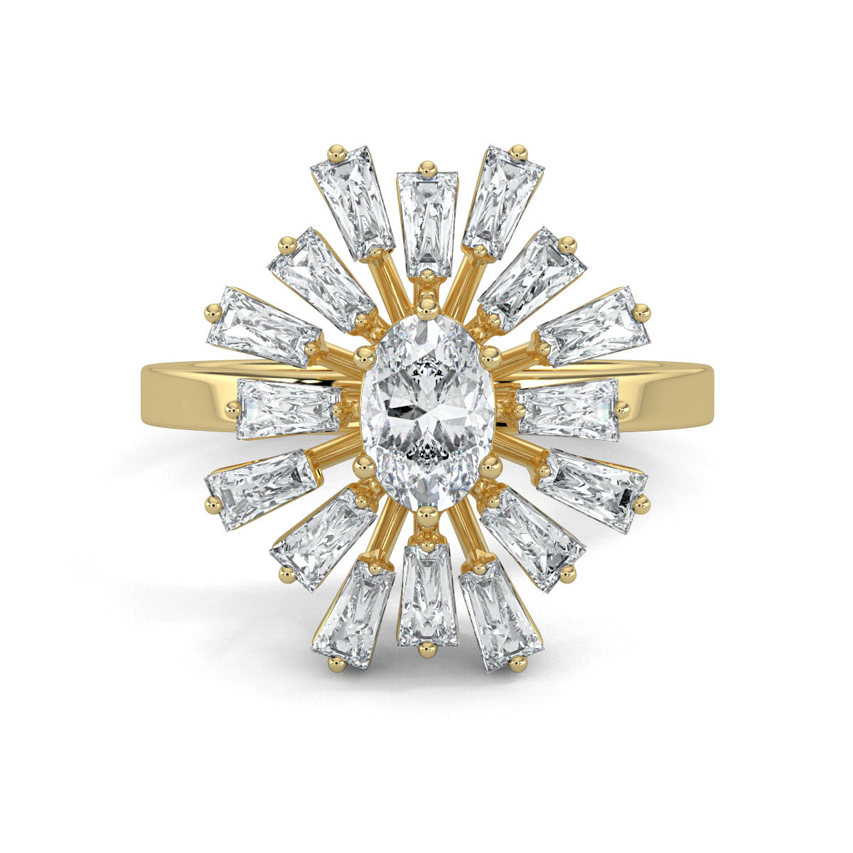 Yellow Gold, Diamond Ring, Luminary Luster Diamond Ring, Natural Diamond Ring, Lab-Grown Diamond Ring, Oval Diamond Ring, Baguette Diamond Ring, Everyday Wear Ring, Sustainable Diamond Ring