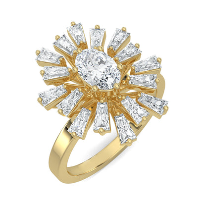 Yellow Gold, Diamond Ring, Luminary Luster Diamond Ring, Natural Diamond Ring, Lab-Grown Diamond Ring, Oval Diamond Ring, Baguette Diamond Ring, Everyday Wear Ring, Sustainable Diamond Ring