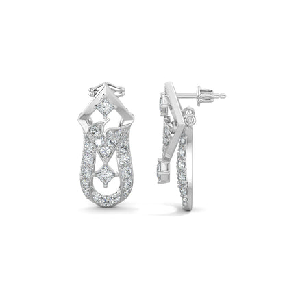 White Gold, Diamond Earrings,Art Deco-inspired diamond earrings, mid-length earrings, Natural diamonds, lab-grown diamonds, vintage earrings, glamorous jewelry