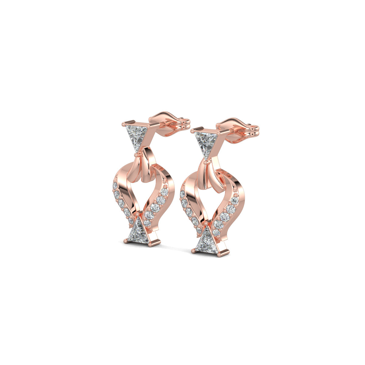 Rose Gold, Diamond Earrings, Trillium Sparkle Earrings, Mid-length Earrings, Natural Diamonds, Lab-grown Diamonds, Trillion-cut Diamonds, Round Diamonds, Sophisticated Earrings, Elegant Jewelry