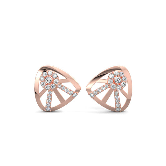Rose Gold, Diamond Earrings, Tri-Edge diamond earrings, mid-length earrings, natural diamonds, lab-grown diamonds, elegant earrings, geometric design, luxury jewelry