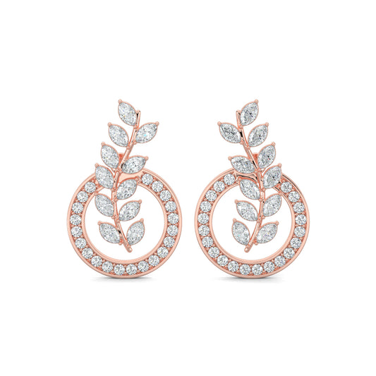 Rose Gold, Diamond Earrings, Natural diamond earrings, Lab-grown diamond earrings, Marquise Vine Earrings, Nature-inspired earrings, Vine-like design, Ethical diamonds, Elegance, Sparkling jewelry