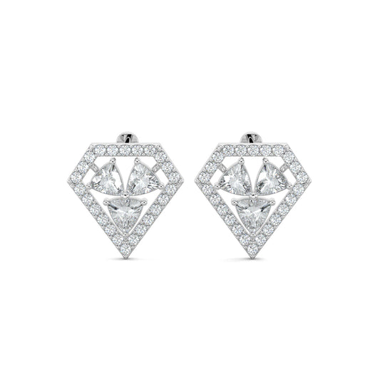 White Gold, Diamond Earrings, Trillion cut, Timeless, Elegancec, Luxury Jewellery, Contemporary Flair, Sparkle, Daily Wear, Exquisite metals, Ocassion Jewellery