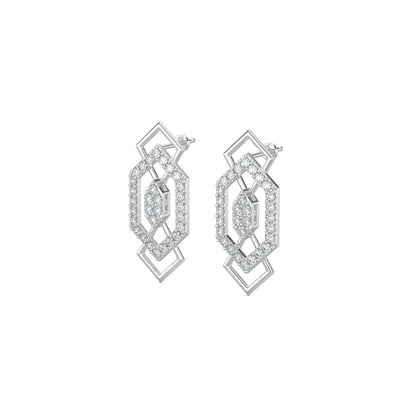 White Gold, Diamond earrings, mid-length earrings, elegant drop earrings, sparkling diamond jewelry