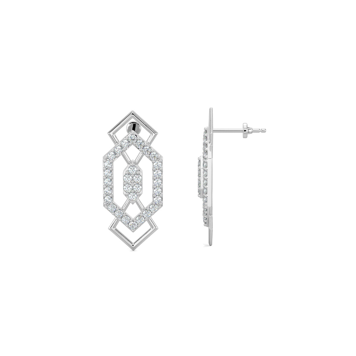 White Gold, Diamond earrings, mid-length earrings, elegant drop earrings, sparkling diamond jewelry