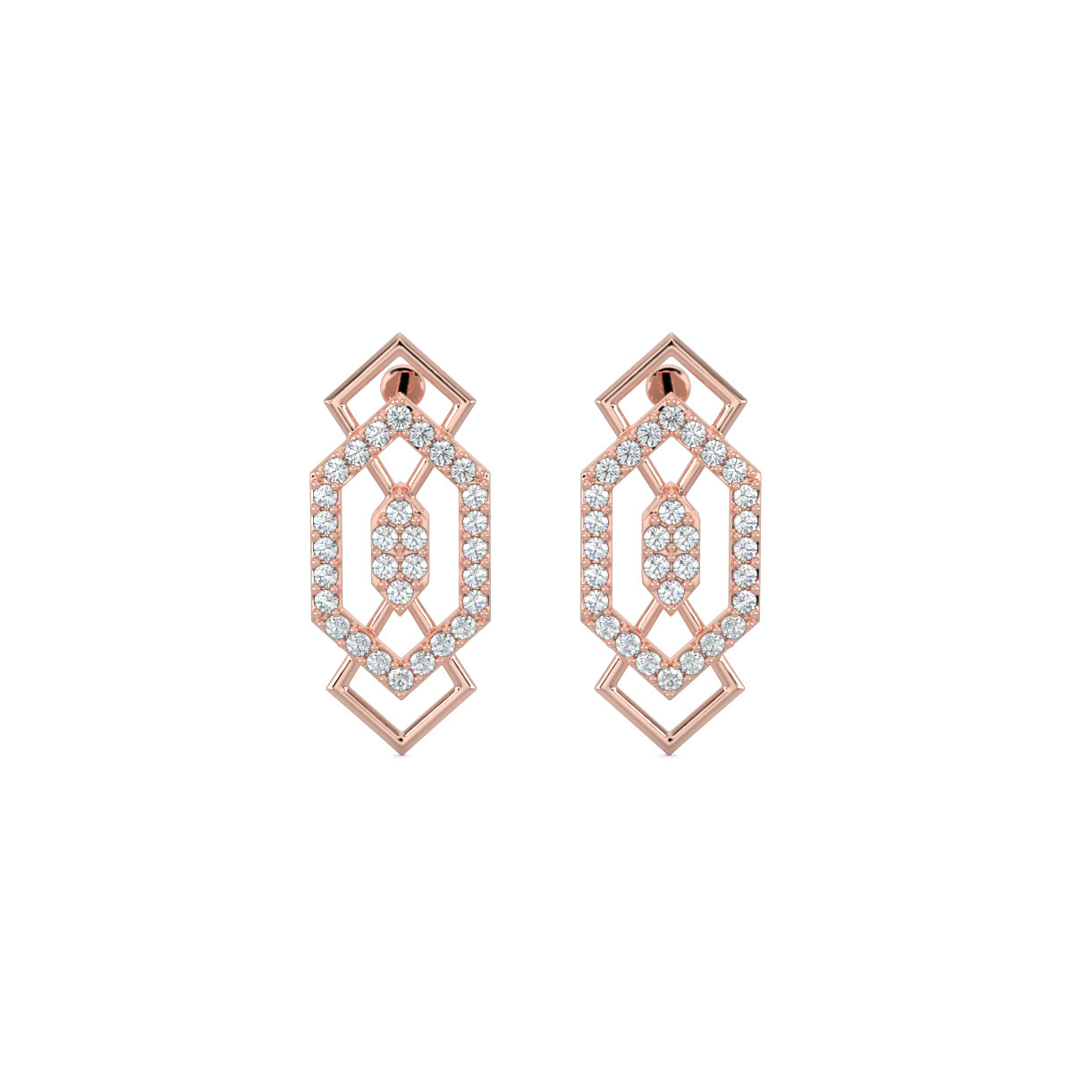 Rose Gold, Diamond earrings, mid-length earrings, elegant drop earrings, sparkling diamond jewelry