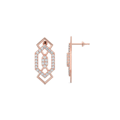 Rose Gold, Diamond earrings, mid-length earrings, elegant drop earrings, sparkling diamond jewelry