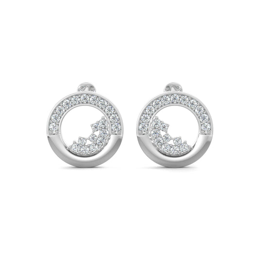 White Gold, Diamond Earrings, Natural diamond earrings, Lab-grown diamond earrings, stud earrings, circle shape earrings, diamond cluster studs, elegant earrings, sparkling jewelry