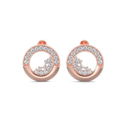 Rose Gold, Diamond Earrings, Natural diamond earrings, Lab-grown diamond earrings, stud earrings, circle shape earrings, diamond cluster studs, elegant earrings, sparkling jewelry