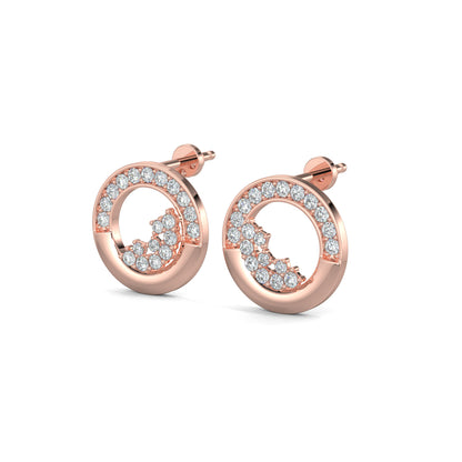 Rose Gold, Diamond Earrings, Natural diamond earrings, Lab-grown diamond earrings, stud earrings, circle shape earrings, diamond cluster studs, elegant earrings, sparkling jewelry