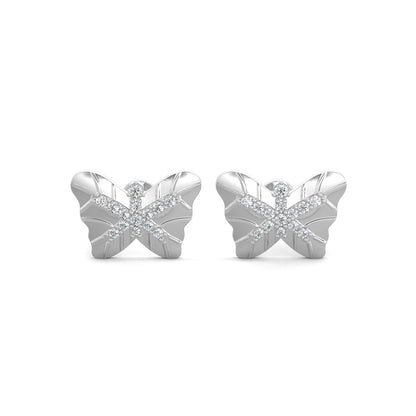 White Gold, Diamond stud earrings, butterfly shape, natural diamonds, lab-grown diamonds, exquisite jewelry, elegant earrings, shimmering diamonds, sophisticated design