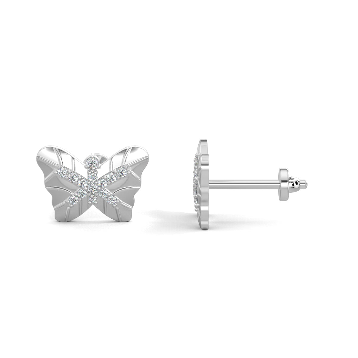 White Gold, Diamond stud earrings, butterfly shape, natural diamonds, lab-grown diamonds, exquisite jewelry, elegant earrings, shimmering diamonds, sophisticated design