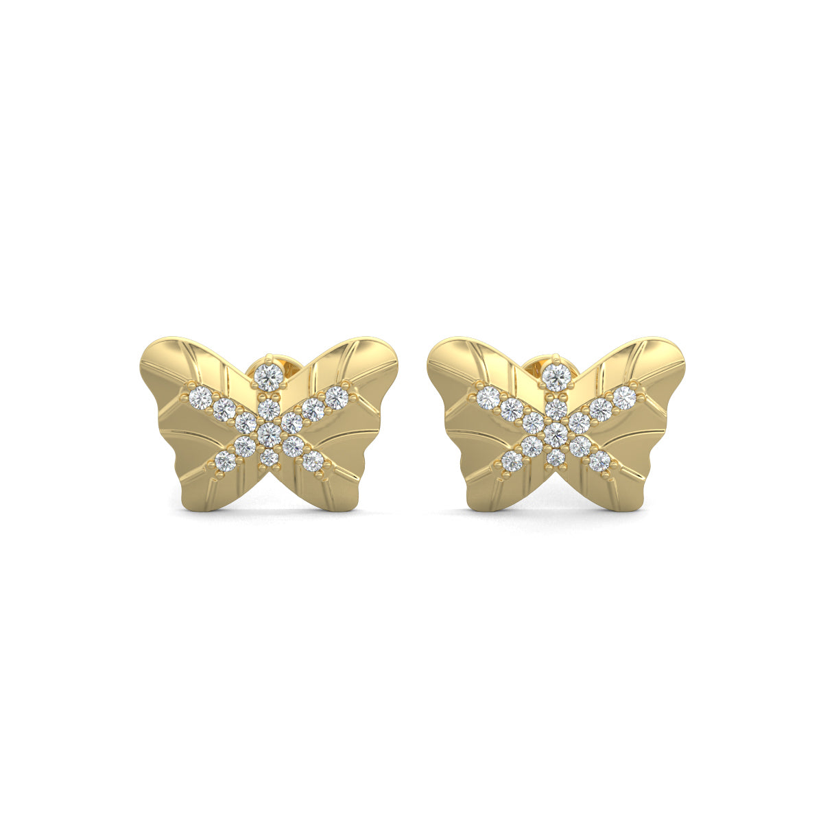 Yellow Gold, Diamond stud earrings, butterfly shape, natural diamonds, lab-grown diamonds, exquisite jewelry, elegant earrings, shimmering diamonds, sophisticated design