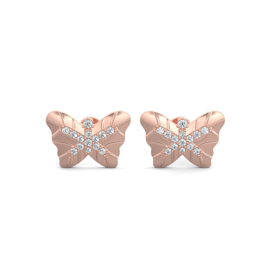 Rose Gold, Diamond stud earrings, butterfly shape, natural diamonds, lab-grown diamonds, exquisite jewelry, elegant earrings, shimmering diamonds, sophisticated design