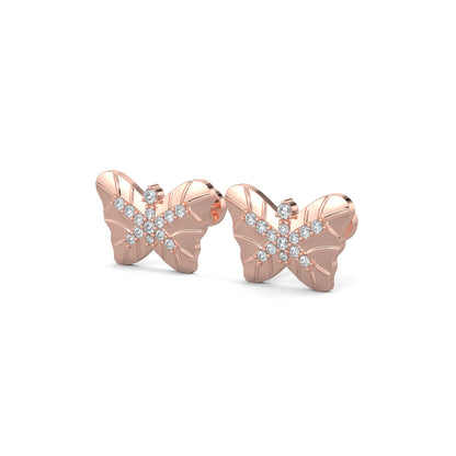 Rose Gold, Diamond stud earrings, butterfly shape, natural diamonds, lab-grown diamonds, exquisite jewelry, elegant earrings, shimmering diamonds, sophisticated design