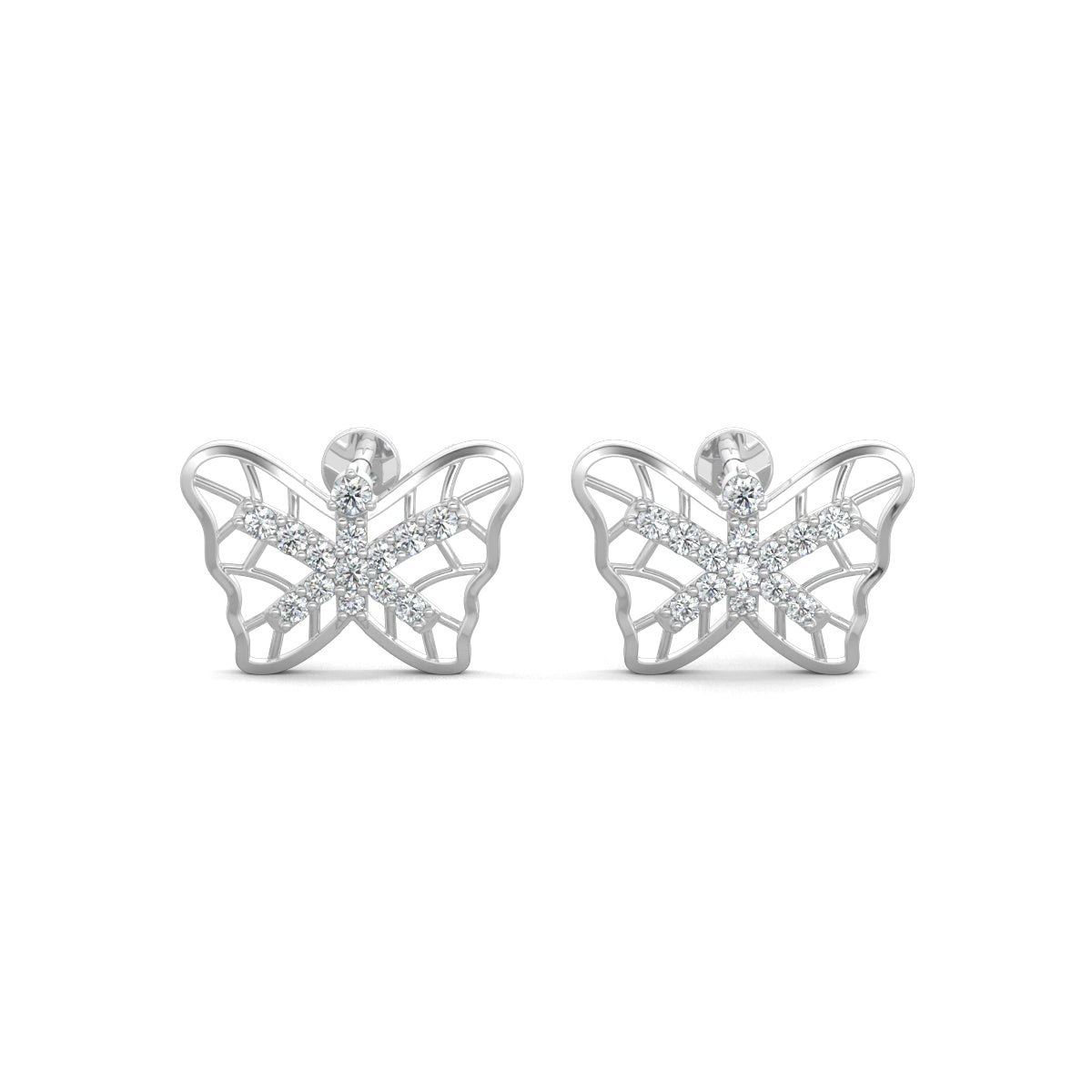 White Gold, Diamond Earrings, Natural diamonds stud earrings, Lab-grown diamond stud earrings, Wing shape earrings, Diamond embellished wing earrings, Elegant diamond studs