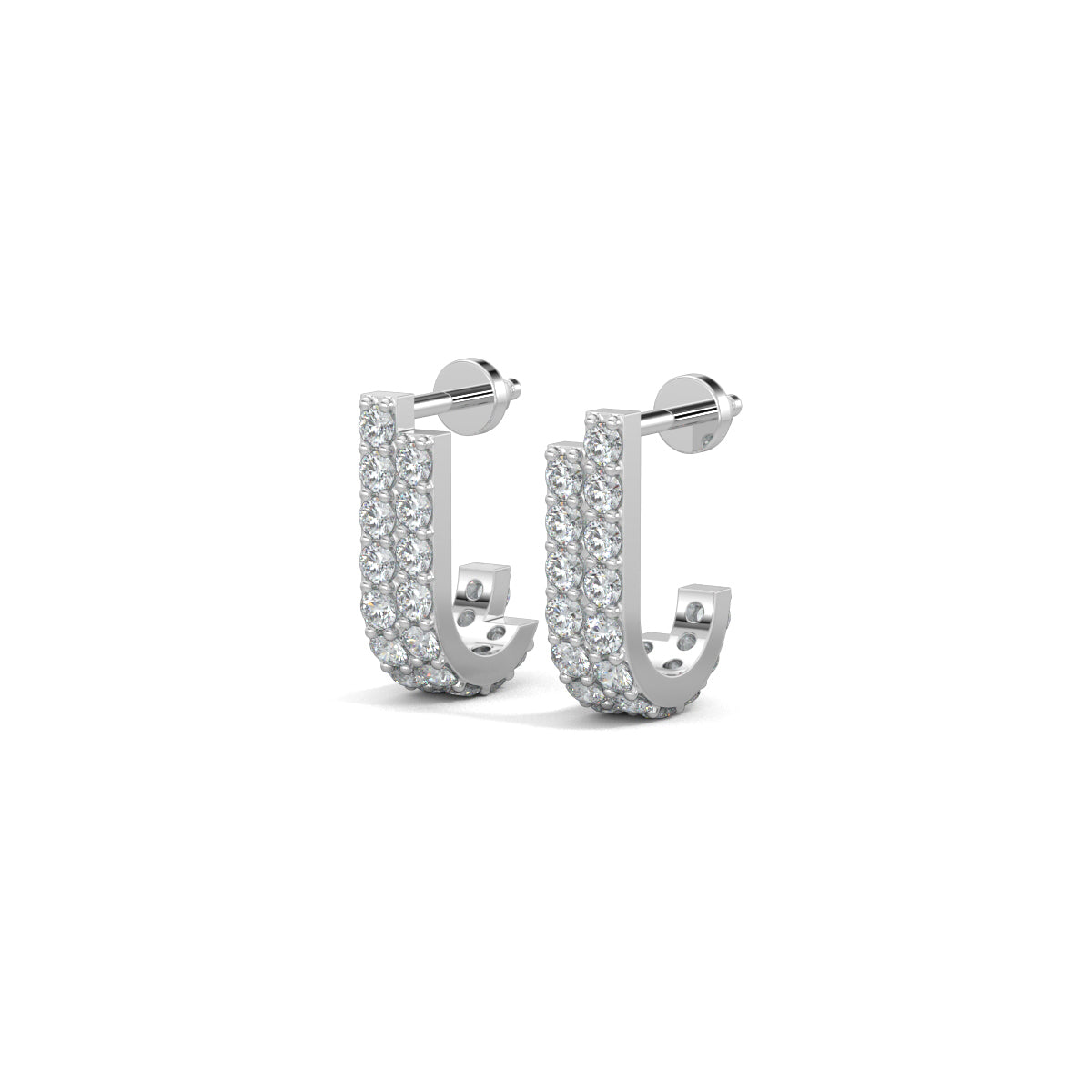 White Gold, Diamond Earrings, LunaDazzle Earrings, Half-bali diamond earrings, Natural Diamonds, Lab-grown diamonds, Pave diamond earrings, Luxury diamond jewelry, Contemporary diamond earrings