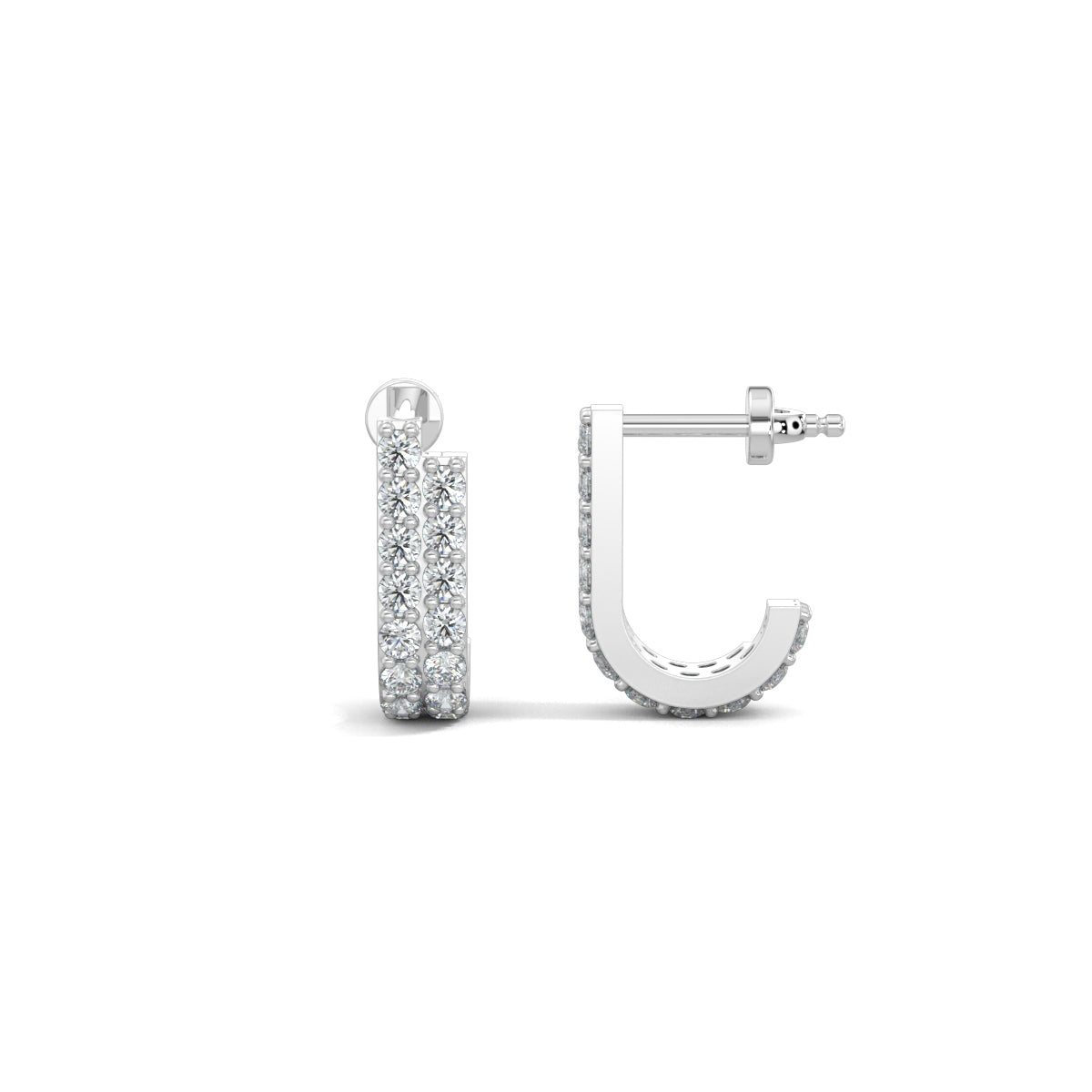 White Gold, Diamond Earrings, LunaDazzle Earrings, Half-bali diamond earrings, Natural Diamonds, Lab-grown diamonds, Pave diamond earrings, Luxury diamond jewelry, Contemporary diamond earrings
